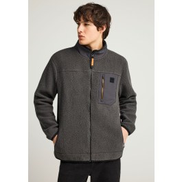 Fleece zip-up hoodie with chest pocket