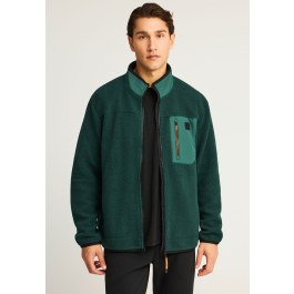 Fleece zip-up hoodie with chest pocket