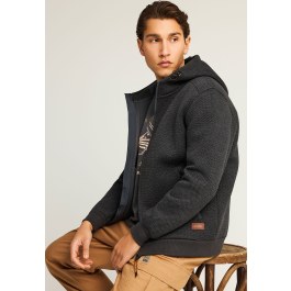Men's single-color knitted zip-up hoodie