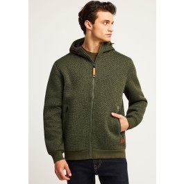 Men's single-color knitted zip-up hoodie