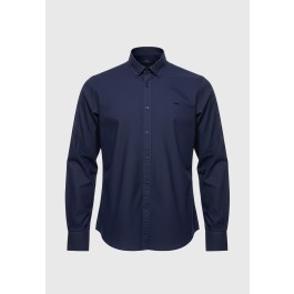Long-sleeve solid cotton button-down basic shirt