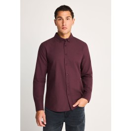 Long-sleeve solid cotton button-down basic shirt