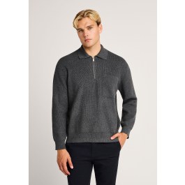 Ανδρική relaxed πλεκτή μπλούζα με γιακά half zip