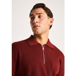 Ανδρική relaxed πλεκτή μπλούζα με γιακά half zip