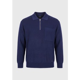Ανδρική relaxed πλεκτή μπλούζα με γιακά half zip
