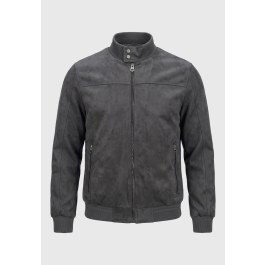 Suede bomber jacket με ζεστή καρό επένδυση