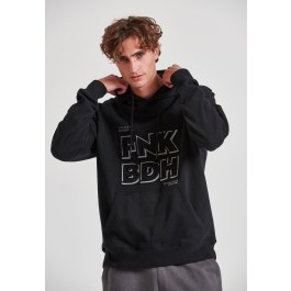 Relaxed fit overhead hoodie with embossed print on the chest