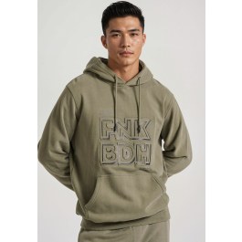 Relaxed fit overhead hoodie with embossed print on the chest