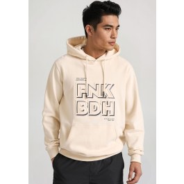 Relaxed fit overhead hoodie with embossed print on the chest