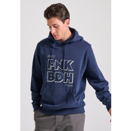 Relaxed fit overhead hoodie with embossed print on the chest