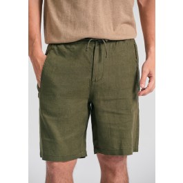 Comfort fit garment dyed βερμούδα από λινό