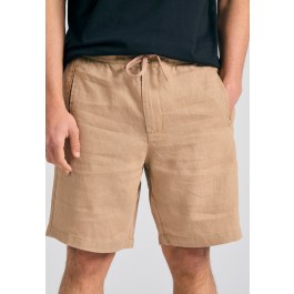 Comfort fit garment dyed βερμούδα από λινό