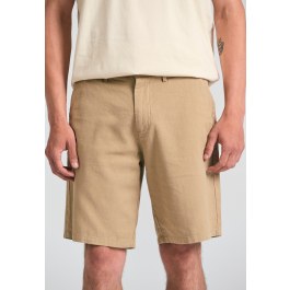 Linen blend garment dyed chino βερμούδα.