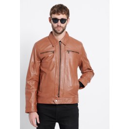 Men's leather jacket (Sheepskin) - Marron label